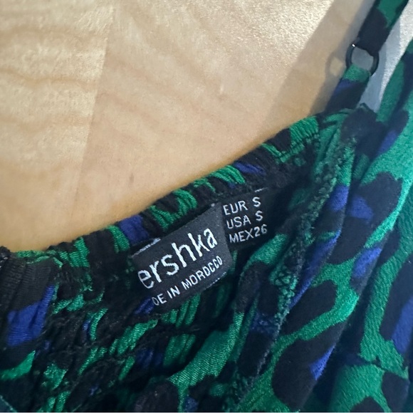 Bershka size S green leopard print cowl neck mini dress - Picture 4 of 4